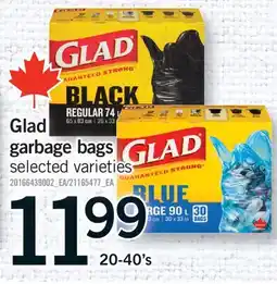 Fortinos GLAD GARBAGE BAGS, 20-40'S offer
