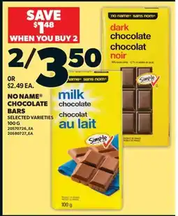 Valu-mart NO NAME CHOCOLATE BARS offer