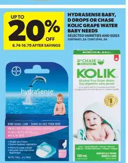 Real Canadian Superstore HYDRASENSE BABY, D DROPS OR CHASE KOLIC GRAPE WATER BABY NEEDS offer