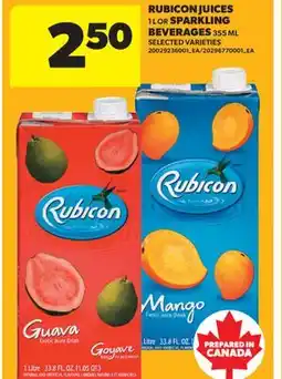 Real Canadian Superstore RUBICON JUICES, 1 L OR SPARKLING BEVERAGES 355 ML offer