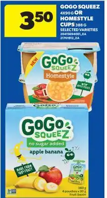 Real Canadian Superstore GOGO SQUEEZ, 4X90 G OR HOMESTYLE CUPS, 388 G offer