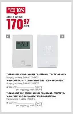 BMR THERMOSTAT POUR PLANCHER CHAUFFANT  CONCERTO BASIC  offer