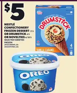 Loblaws NESTLÉ CONFECTIONERY FROZEN DESSERT, 1.5 L OR DRUMSTICK, 4'S OR NOVELTIES, 4/10'S offer