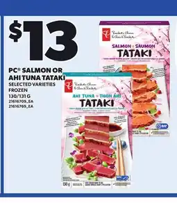Loblaws PC SALMON OR AHI TUNA TATAKI, 130/131 G offer