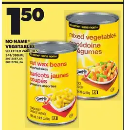Loblaws NO NAME VEGETABLES, 341/398 ML offer