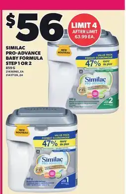 Loblaws SIMILAC PRO-ADVANCE BABY FORMULA STEP 1 OR 2 offer