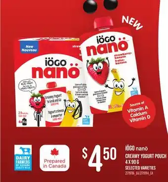 Loblaws IÖGO NANÖ CREAMY YOGURT POUCH offer