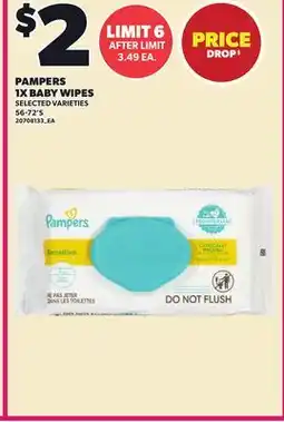 Loblaws PAMPERS 1X BABY WIPES, 56-72'S offer
