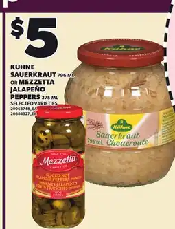 Loblaws KUHNE SAUERKRAUT, 796 ML OR MEZZETTA JALAPEÑO PEPPERS, 375 ML offer