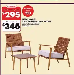 Loblaws LIFE AT HOME 3 PIECE GREENWOOD CHAT SET offer