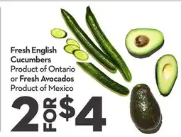 Longo's Fresh English Cucumbers or Fresh Avocados offer