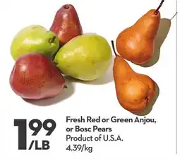 Longo's Fresh Red or Green Anjou, or Bosc Pears offer