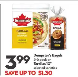 Longo's Bagels 5-6 pack or Tortillas 10 offer
