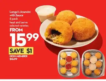 Longo's Arancini with Sauce offer