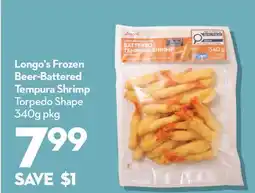 Longo's Frozen Beer-Battered Tempura Shrimp Torpedo Shape offer