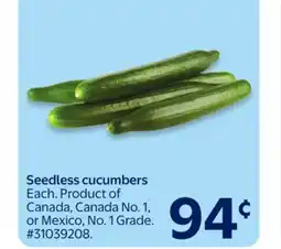 Walmart Seedless cucumbers offer