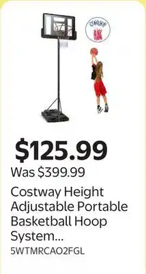 Walmart Costway Height Adjustable Portable Basketball Hoop System Shatterproof Backboard Wheels 2 Nets offer