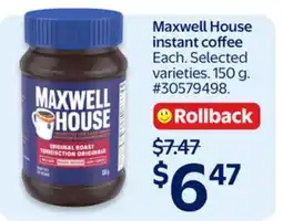 Walmart Maxwell House instant coffee offer
