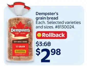 Walmart Dempster's grain bread offer