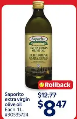 Walmart Saporito extra virgin olive oil offer