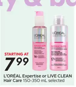 Sobeys L'ORÉAL Expertise or LIVE CLEAN Hair Care offer