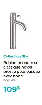 Bath Depot Collection Sky Robinet monotrou classique nickel brossé pour vasque avec bond offer