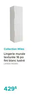 Bath Depot Collection Miles Lingerie murale texturée 16 po fini blanc lustré offer