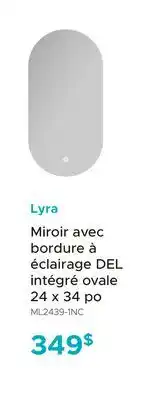 Bath Depot Lyra Miroir avec bordure à éclairage DEL intégré ovale 24 x 34 po offer