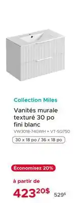 Bath Depot Collection Miles Vanités murale texturé 30 po fini blanc offer