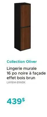 Bath Depot Collection Oliver Lingerie murale 16 po noire à façade effet bois brun offer