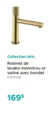 Bath Depot Collection Idris Robinet de lavabo monotrou or satiné avec bondet offer