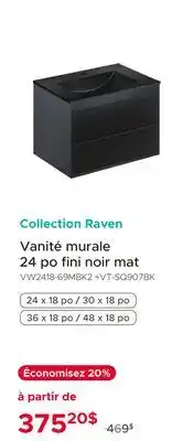 Bath Depot Collection Raven Vanité murale 24 po fini noir mat offer