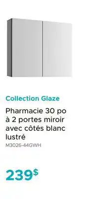 Bath Depot Collection Glaze Pharmacie 30 po à 2 portes miroir avec côtés blanc lustré offer