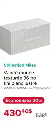 Bath Depot Collection Miles Vanité murale texturée 36 po fini blanc lustré offer