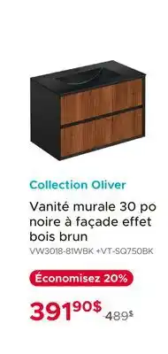 Bath Depot Collection Oliver Vanité murale 30 po noire à façade effet bois brun offer