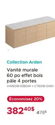 Bath Depot Collection Arden Vanité murale 60 po effet bois pâle 4 portes offer