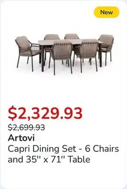 Club Piscine Capri Dining Set - 6 Chairs and 35'' x 71'' Table offer