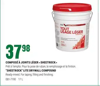 BMR COMPOSÉ À JOINTS LÉGER SHEETROCK  offer