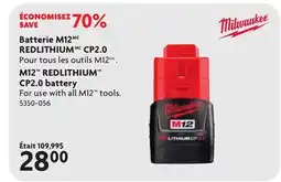 Home Hardware M12 REDLITHIUM CP2.0 battery offer