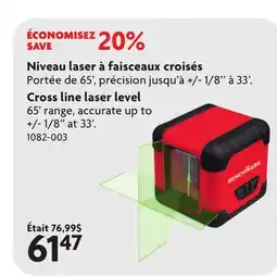 Home Hardware Cross line laser level offer