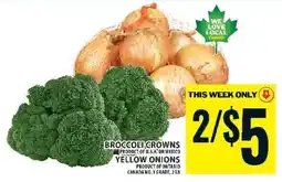 Food Basics Broccoli Crowns & Yellow Onions offer
