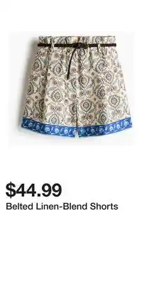 H&M Belted Linen-Blend Shorts offer