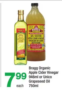 Highland Farms Bragg Organic Apple Cider Vinegar 946ml or Unico Grapeseed Oil 750ml offer