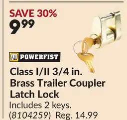 Princess Auto Class I/II 3/4 in. Brass Trailer Coupler Latch Lock offer