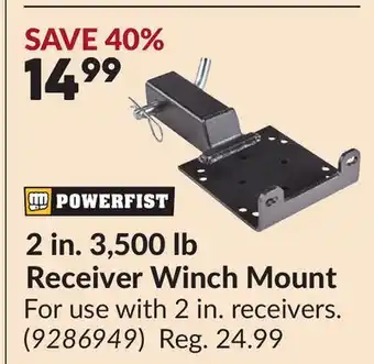 Princess Auto 2 in. 3,500 lb Receiver Winch Mount offer