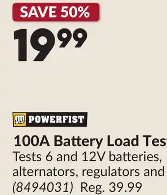Princess Auto 100A Battery Load Tester offer