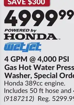 Princess Auto 4 GPM @ 4,000 PSI Gas Hot Water Pressure Washer, Special Order Only offer