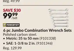Princess Auto 6 pc Jumbo Combination Wrench Sets offer