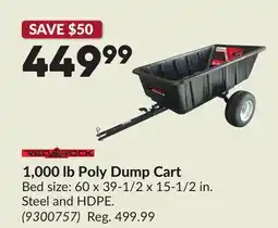 Princess Auto 1,000 lb Poly Dump Cart offer
