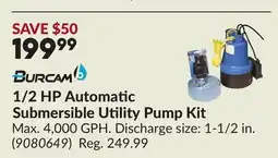 Princess Auto 1/2 HP Automatic Submersible Utility Pump Kit offer